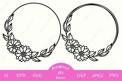 Floral monogram frame svg, Flower border svg, Wreath dxf (655373) | Cut Files | Design Bundles