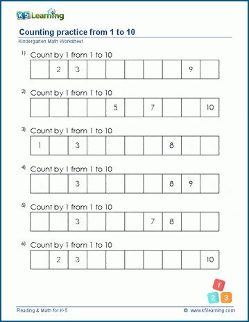 Missing Number Counting Worksheet Printable