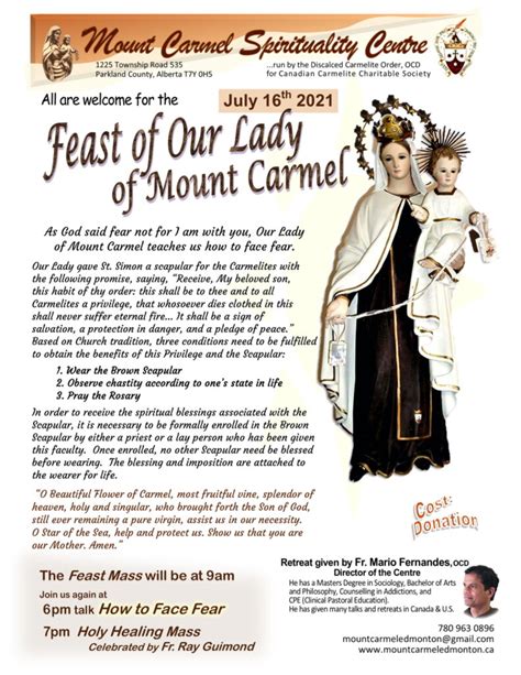 Feast of Our Lady of Mt. Carmel - July 16, 2021 » Mount Carmel ...