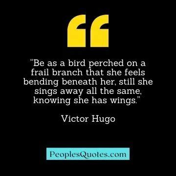 a quote from victoria hogo that says, be as a bird perched on a trial ...