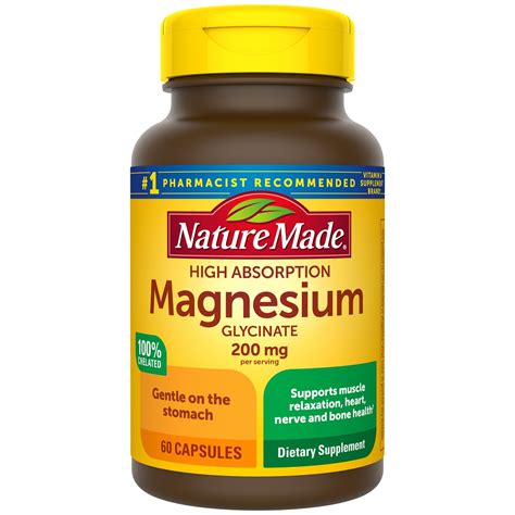 Nature Made Magnesium Glycinate 200 mg Capsules, 60 CT | Pick Up In Store TODAY at CVS