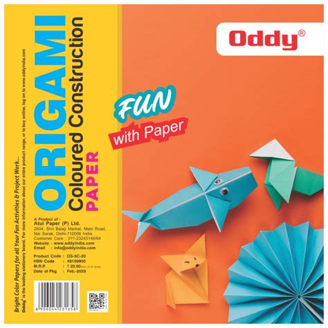 Oddy Origami Double Sided Fluroescent Craft Paper Sheets - SCOOBOO - Oddy