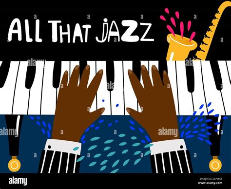 Jazz piano poster. Blues and jazz rhythm musical art festival vector background. Jazz play piano ...