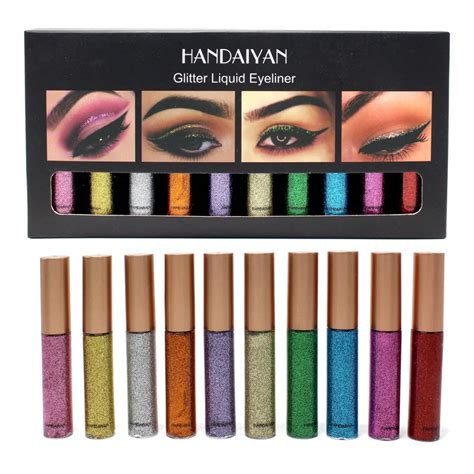 HANDAIYAN 10pcs/set Liquid Glitter Eyeliner Shimmer Metallic Pigment ...