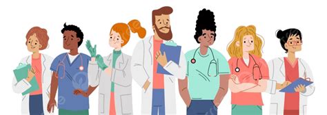 Hospital Team Health Diverse Nurse, Doctor, Character, Equipment PNG ...