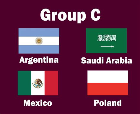 Argentina Poland Mexico And Saudi Arabia Emblem Flag Group C With ...