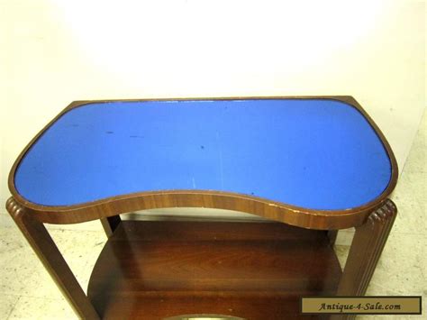 Vintage Antique Art Deco Cobalt Blue Mirror Glass Top Hall Stand End Side Table for Sale in ...