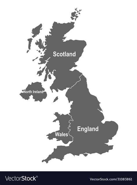 Map great britain with constituent countries Vector Image