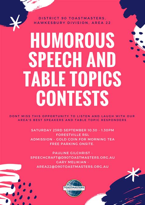 Humorous Speech and Table Topics Contest - Forestville Toastmasters ClubForestville Toastmasters ...