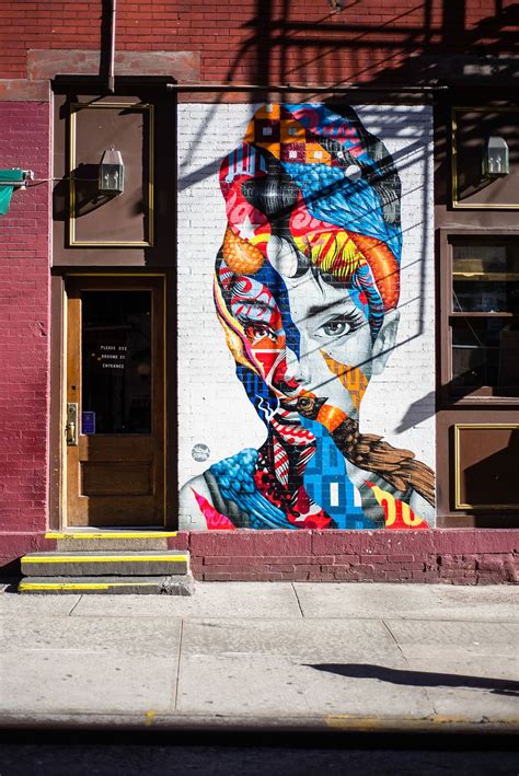 HD wallpaper: Audrey Hepburn graffiti wall, assorted-color woman face wall art decoration beside ...