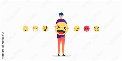 Man emoji character with different expressions. Vector illustration ...