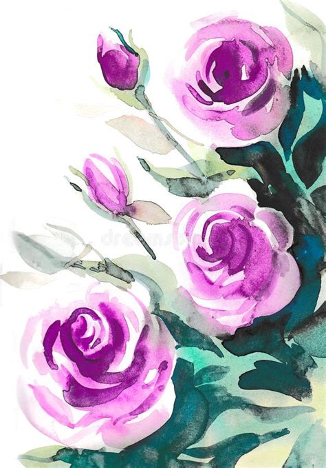 Purple roses stock illustration. Illustration of artwork - 101520626