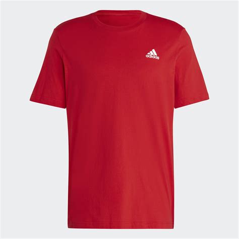 adidas Essentials Single Jersey Embroidered Small Logo Tee - Red | adidas UAE