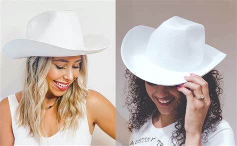 Amazon.com: White Cowgirl Hat - White Cowboy Hats for Women - DIY Custom Cowboy Party Hats ...