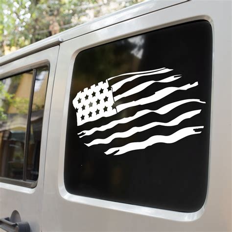 American Flag Tattered Car Decal Bumper Sticker Truck - Etsy