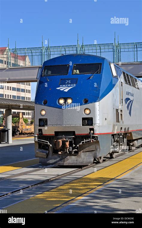 Amtrak engine, Emeryville Amtrak train station, California, USA Stock ...