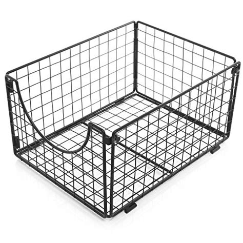 Buy Collapsible Wire Frame Metal Storage Baskets, Stacking Supply Bins ...