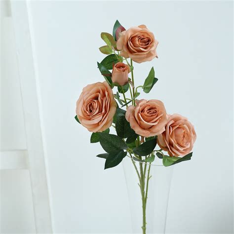 Efavormart Pack of 2 | 33" Silk Long Stem Roses, Faux Flowers Rose Bouquet - DUSTY ROSE ...