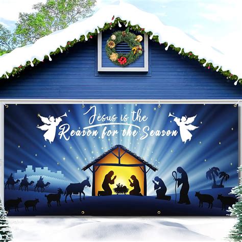 Christmas Nativity Garage Door Banner 16 x 7 ft, Large Christmas Garage ...