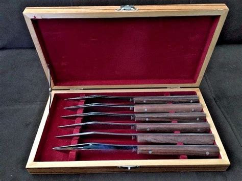 Viking Culinary Wood Stainless Mid Century Steak Knife Set & Storage Box Japan | Steak knife set ...