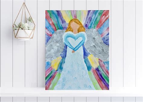 Angel Painting, Religious Painting, Angel Art, Gift for Her, Religious Gift, Baptism Gift ...