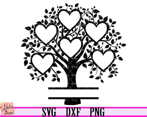 Tree Six Hearts SVG Family Tree Monogram Svg Family Svg Tree - Etsy