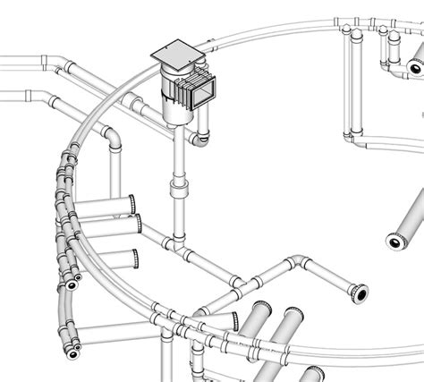 6ft Internal Diameter Cylindrical Hot Tub, 16 Jets, Dimensional & Plumbing Drawings (imperial)