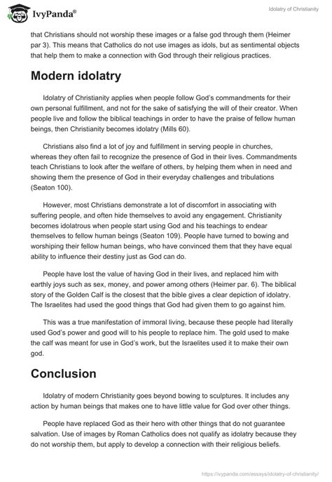 Idolatry of Christianity - 1119 Words | Essay Example