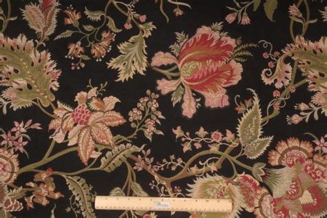 Floral Tapestry Upholstery Fabric in Black