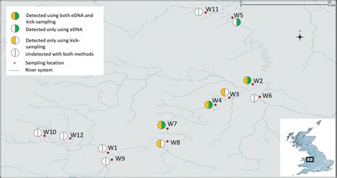 Map showing the 12 locations of the River Dee sampled with both... | Download Scientific Diagram