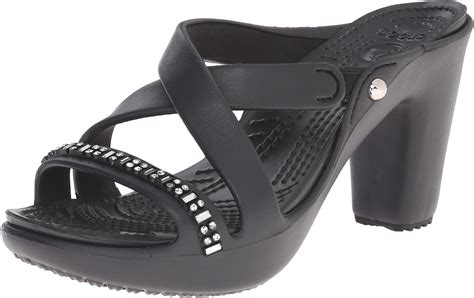 Crocs Women's Cyprus IV Rhinestone Heel Dress Sandal, Black/Black, 10 B ...