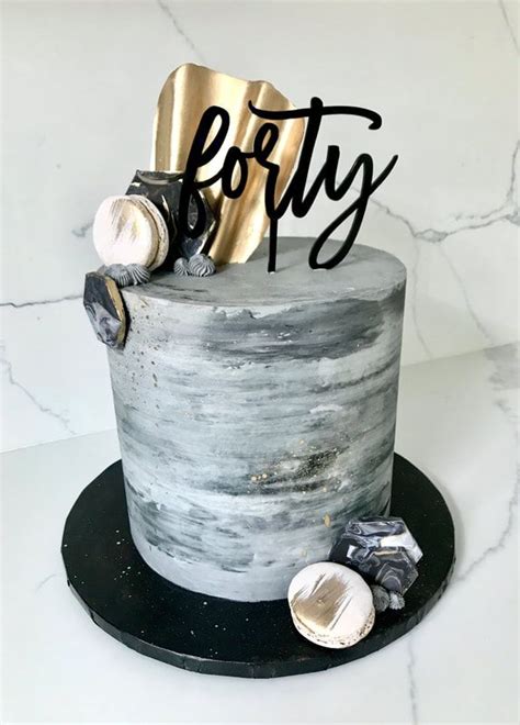 Forty Modern Concrete Buttercream Birthday Cake | Elegant birthday cakes, Modern birthday cakes ...