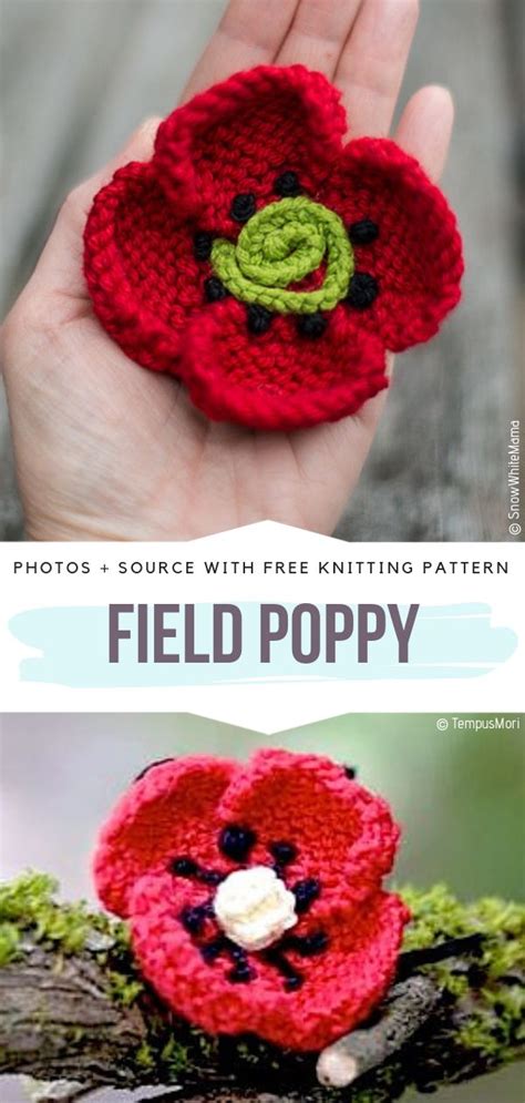 Knitted Poppy Flower Ideas Free Patterns