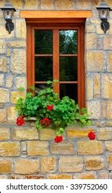 Modern Wood Window Flowers Old Stone Stock Photo 339752060 | Shutterstock