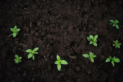 Premium AI Image | a close up of a bunch of plants in the dirt