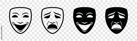 Theater mask icon set. Masquerade icon on transparent background. Drama ...