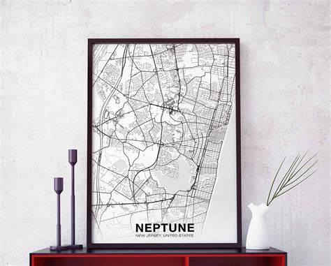 NEPTUNE New Jersey USA map poster Hometown City Print Modern | Etsy