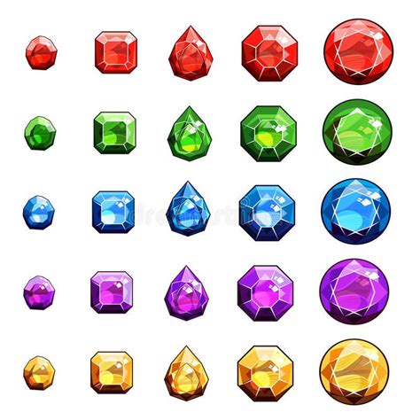 Gems And Diamonds Icons Set stock illustration | Diamond icon, Gems art, Gems