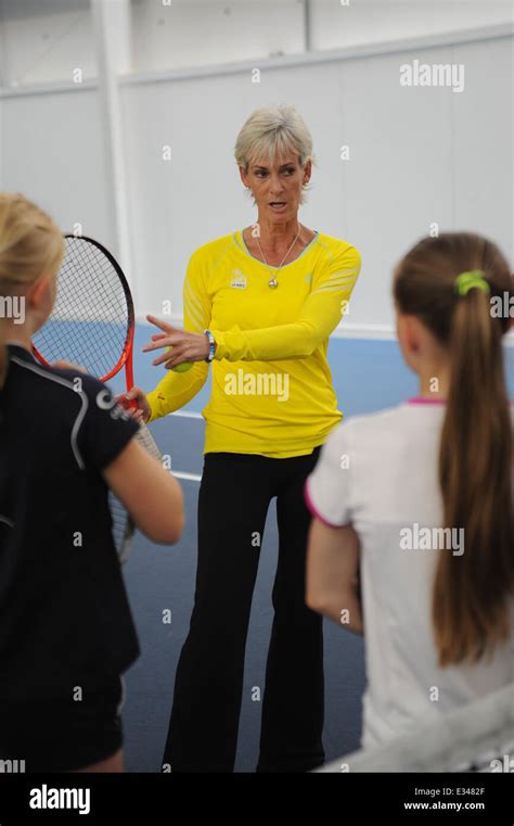 Judy Murray, mother of British tennis star Andy Murray, coaches a group of young girls at the ...