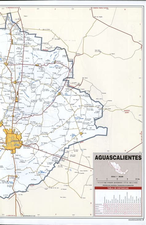 Aguascalientes state map. Large free detailed Aguascalientes Mexico map