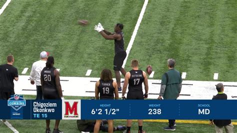 Maryland TE Chigoziem Okonkwo runs through gauntlet drill | 2022 NFL Combine Highlights