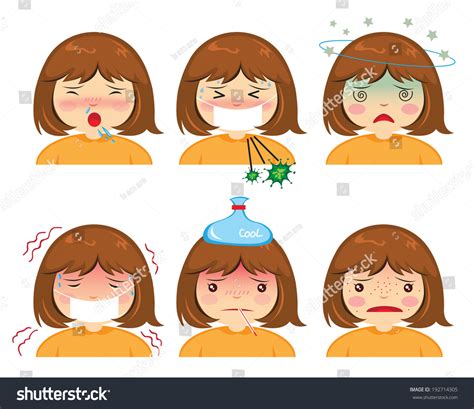 Cartoon Face Sickness, Cold Symptoms Of Girl Stock Vector 192714305 ...