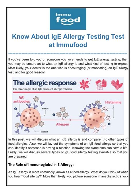 Know About IgE Allergy Testing Test at Immufood