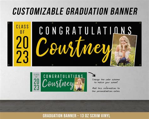 Custom Graduation Banner Personalized Decor Party High School College ...