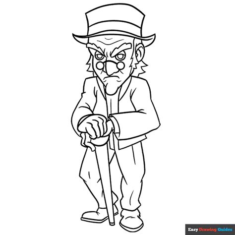 Ebenezer Scrooge from a Christmas Carol Coloring Page | Easy Drawing Guides