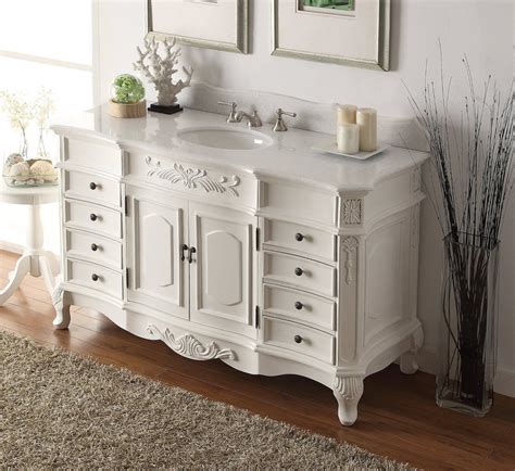 Adelina 56" Benton Collection Antique White Morton Bathroom Single Sink Vanity