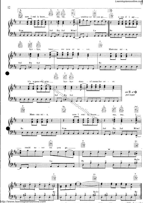 Mamma Mia by Abba(3) Free Piano Sheet Music | Learn How To Play Piano ...