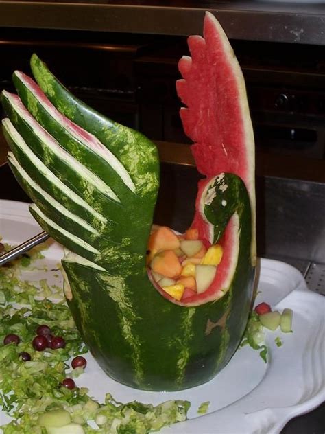 Watermelon Swan | Fruit creations, Watermelon carving wedding, Fruit carving