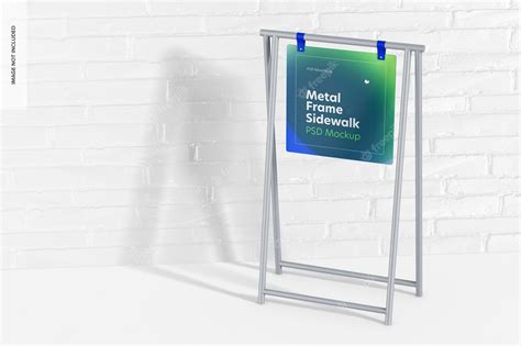 Premium PSD | Metal frame sidewalk sign mockup, left view