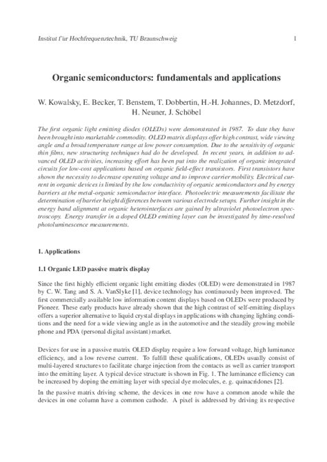 (PDF) Organic semiconductors: fundamentals and applications | Ali ...